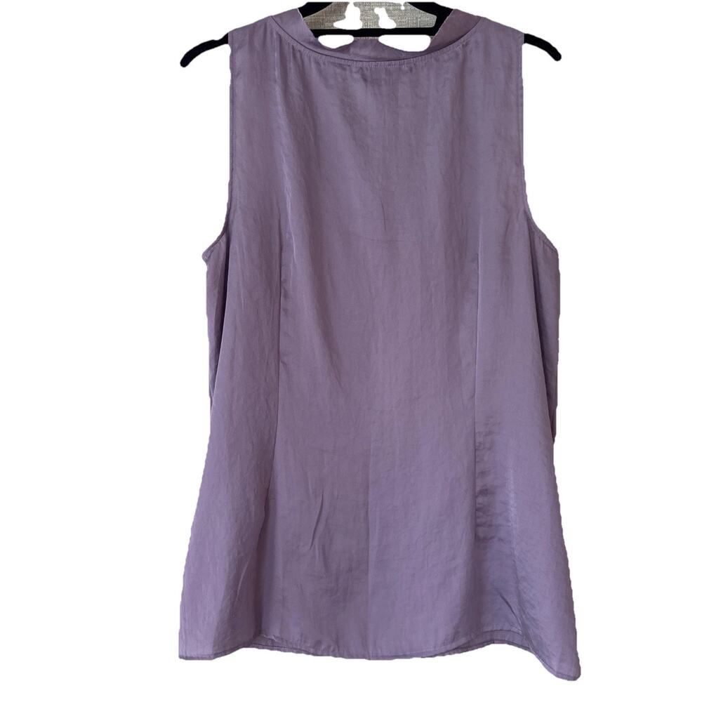LOFT Ann Taylor Silky Lavender Ruffle Front Sleeveless Blouse Sz L Classic Work - Picture 2 of 9